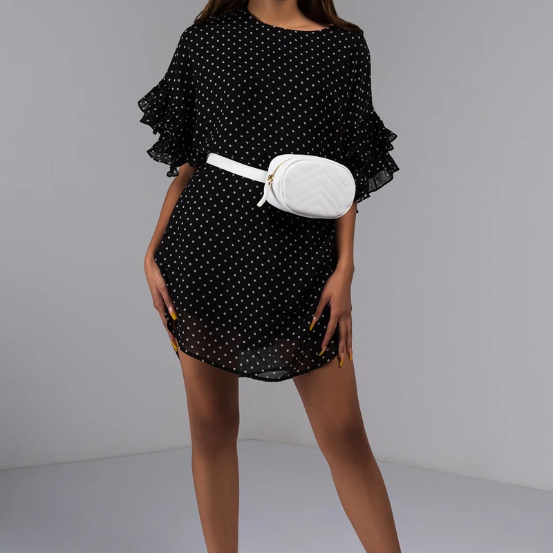 Акира для женщин горошек рюшами 3/4 рукавом Прозрачная накладка мини