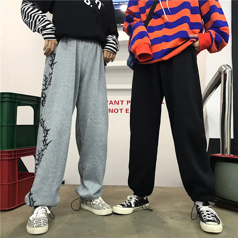 Женские повседневные свободные брюки Harajuku весенние спортивные штаны с принтом и