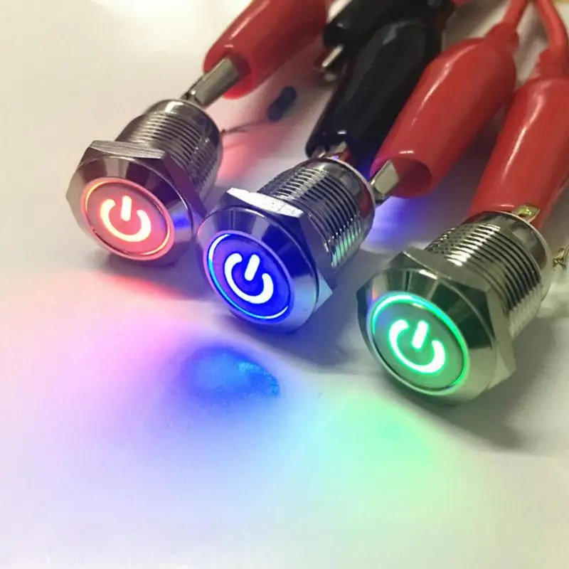 1 шт. самовосстановление LED металлический кнопочный переключатель мгновенная