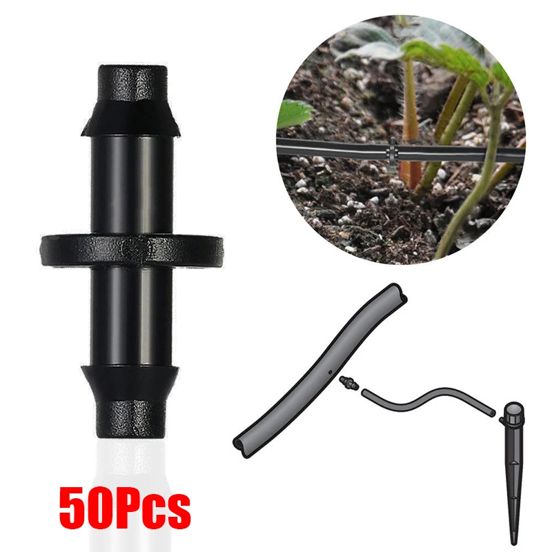 50 шт Полива Сада двойной колючей подсоединительный фитинг для 4/7 мм соединитель трубки|Соединители садового