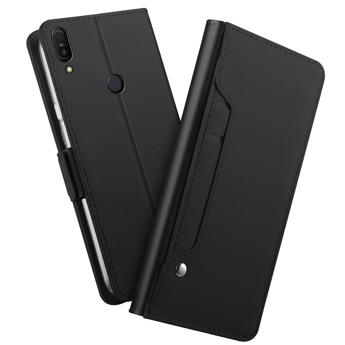 Чехол для Asus Zenfone Max Pro M1 ZB601KL/ZB602KL с зеркальной подставкой и карманом карт из