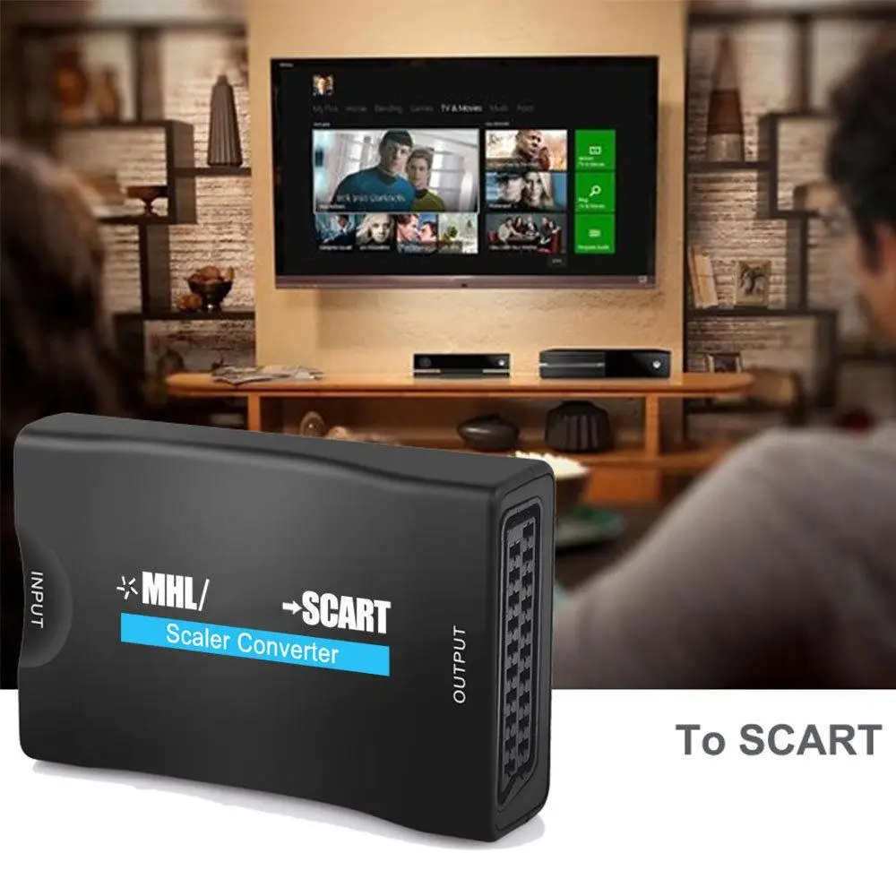 Мини HD мультимедийный интерфейс для Scart конвертер FHD 1 x Черный PAL NTSC видео аудио