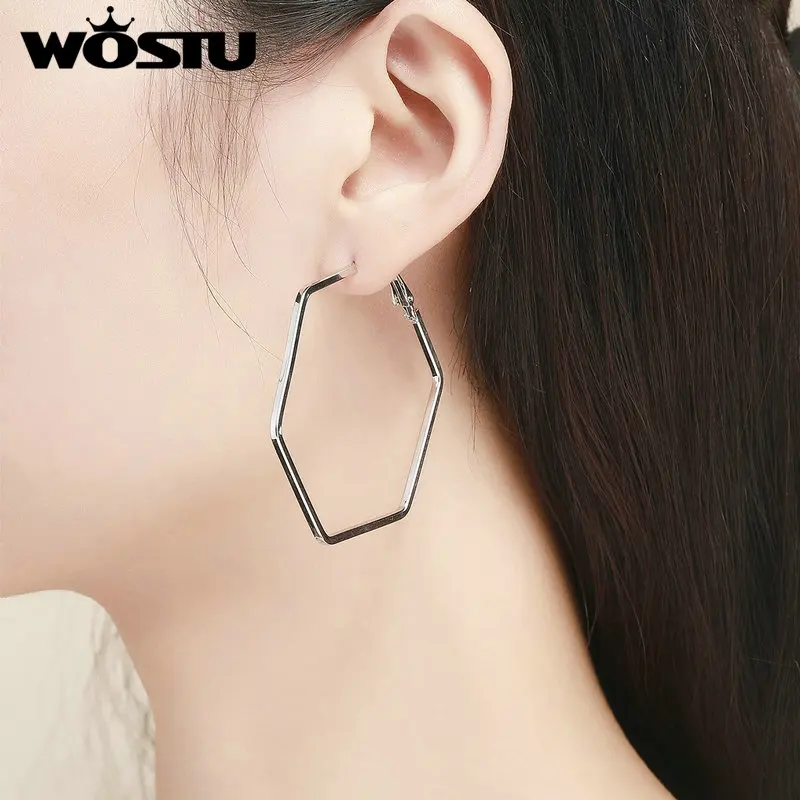Женские серьги с шестигранной подвеской WOSTU свадебные ювелирные изделия в