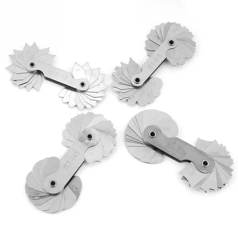 4 шт. нержавеющая сталь радиус филе измерительный инструмент R0.3 1.5/ R1 6.5/ R7 14.5/ R15