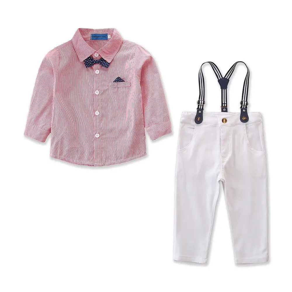 2018 Brand New Infant Kid Baby Boy Gentleman 2PCS Clothes Sets Longsleeve Shirt Tops+Bib Pants Overalls Spring Fall Outfits 2-7Y |