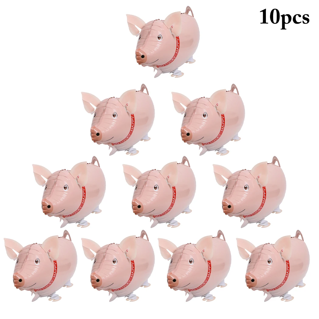

10PCS Party Balloon Cute Pink Walking Pig Shape Mylar Balloon Aluminium Balloon Decorative For Party