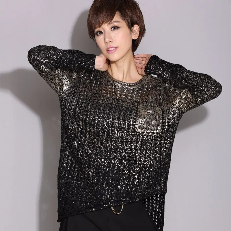 Max LuLu 2019 Fashion Korean Ladies Knitted Clothes Womens Sexy Holes Sweater Casual Jumper Spring Tops Woman Pullover Gold Ropa | Женская
