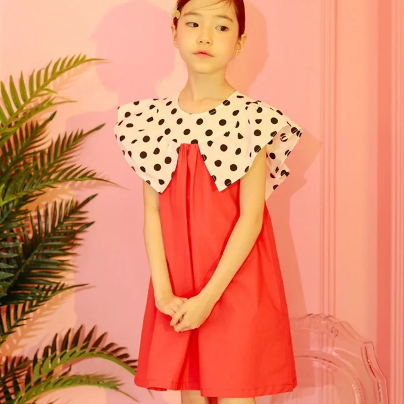 Big Girls Princess Dress 2019 Dot Ruffles Collar Patchwork Teen Kid Clothes Girl Dresses Summer Mother And Daughter Clothing | Детская