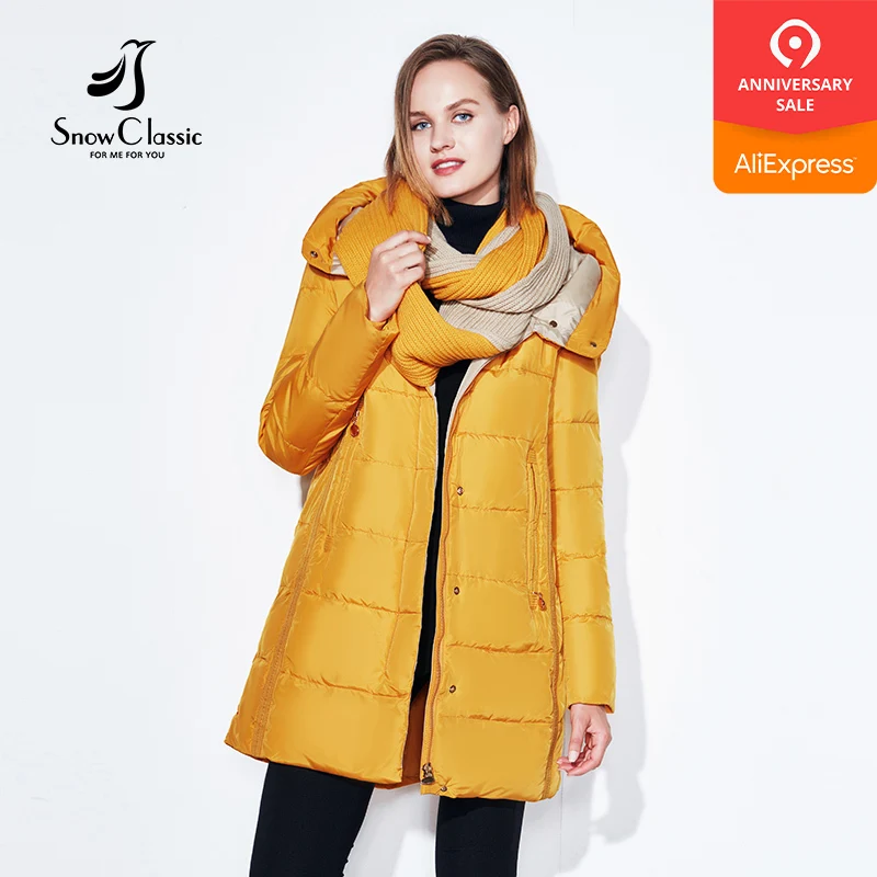SnowClassic winter jacket women free scarf thick coats female warm parka outwear slim soft solid long jackets high quality 2018 | Женская