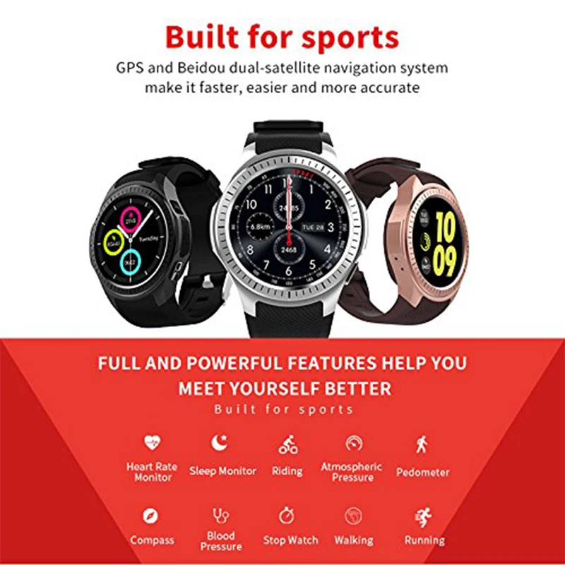 Топ предложения gps Smartwatch Bluetooth умные часы сердечный ритм кровяное давление SIM