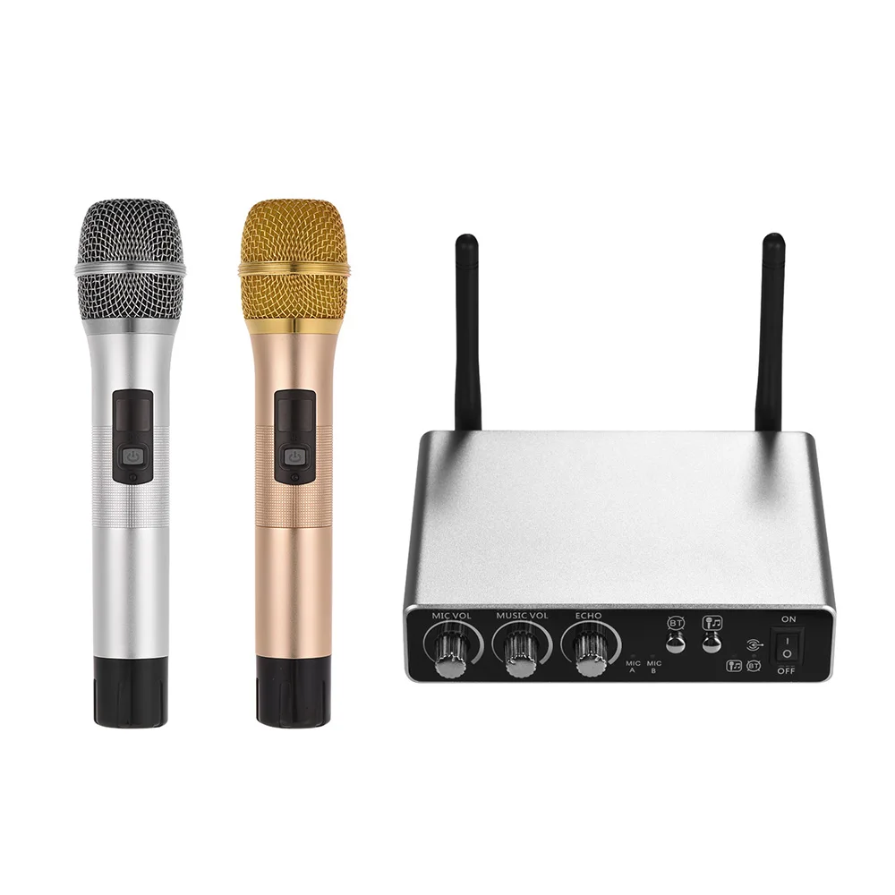 Wireless Handheld Microphone with 2 Cordless Mics Receiver Box Professional 25 Channels UHF Band Wire-Free Mic Kit | Спорт и