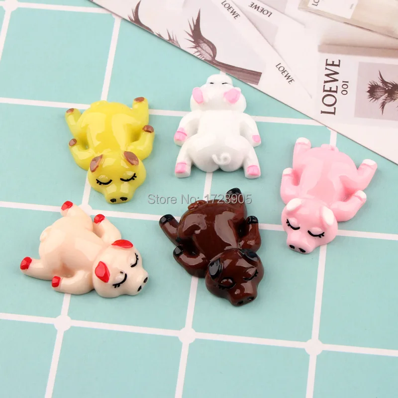 Рождественские поделки Lazy Pig из смолы кабошон с плоским основанием милые