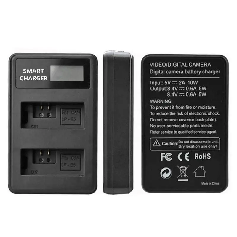 Зарядное устройство LP-E5 ЖК-дисплей с двумя портами USB зарядное смарт-зарядка