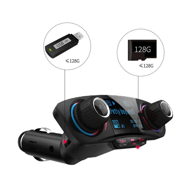 Черная Автомобильная Зажигалка 130*100*35 мм Bluetooth 4 0 fm передатчик mp3 плеер