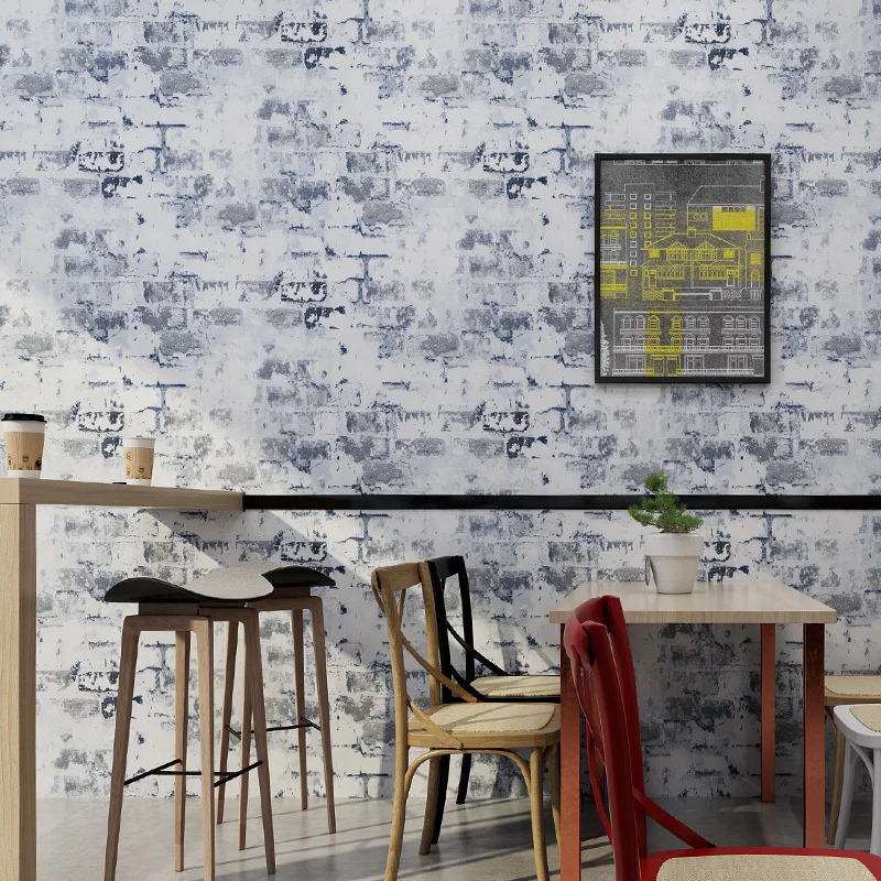 

Blue Arrival New Gray Red Brick Wallpaper Self Adhesive Pvc Wallpapers Rolls Vintage 3d Bricks Coffee Shop Wall Papers Qz027