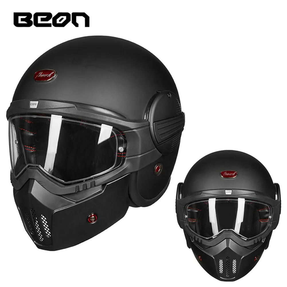 BEON B706 СТЕКЛОВОЛОКНО мотоциклетный шлем с маской Ретро Винтаж байкерские