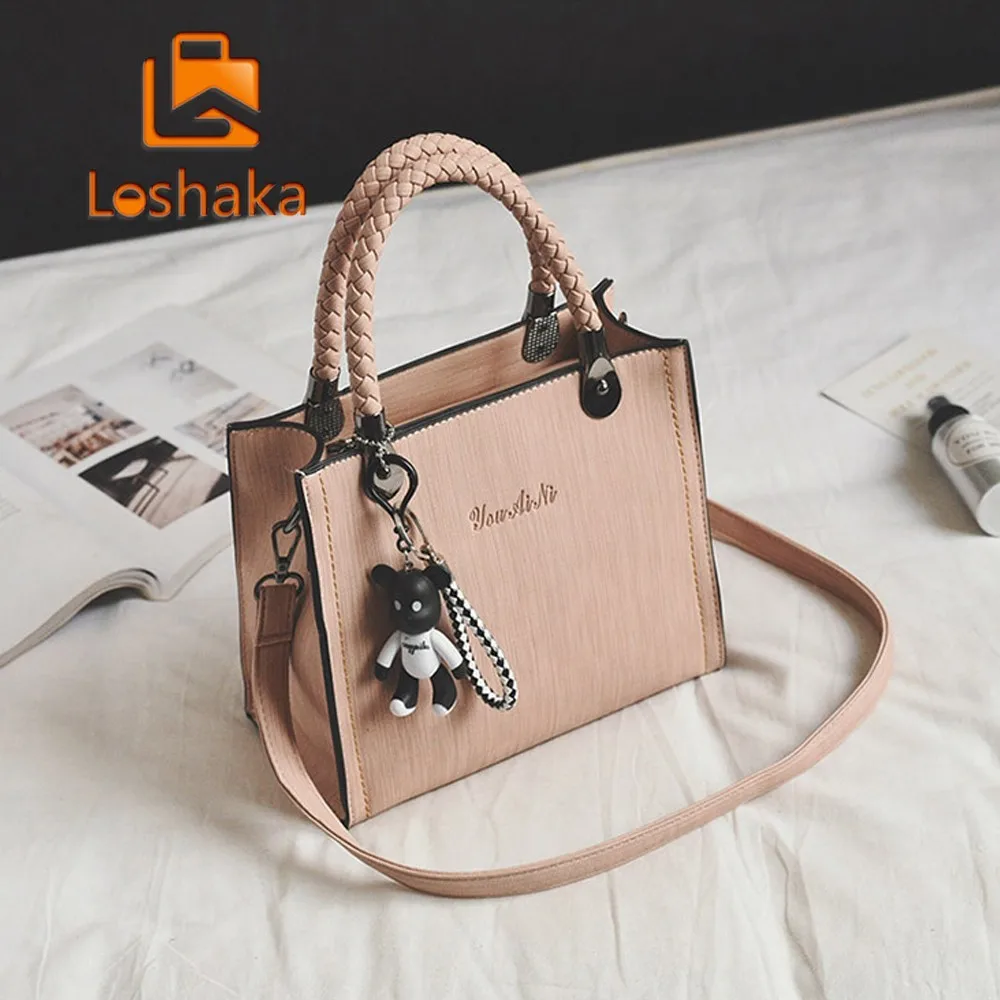 Loshaka Women Leather Handbags Ladies Large Tote Bag Female Square Shoulder Bags Bolsas Femininas Sac New Fashion Crossbody | Багаж и