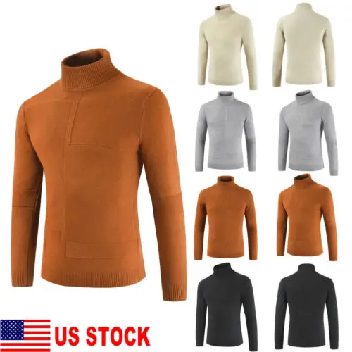 Winter Warm Sweater Men's Thermal High Collar Turtle Neck Slim Long Sleeve Stretch Shirts | Мужская одежда