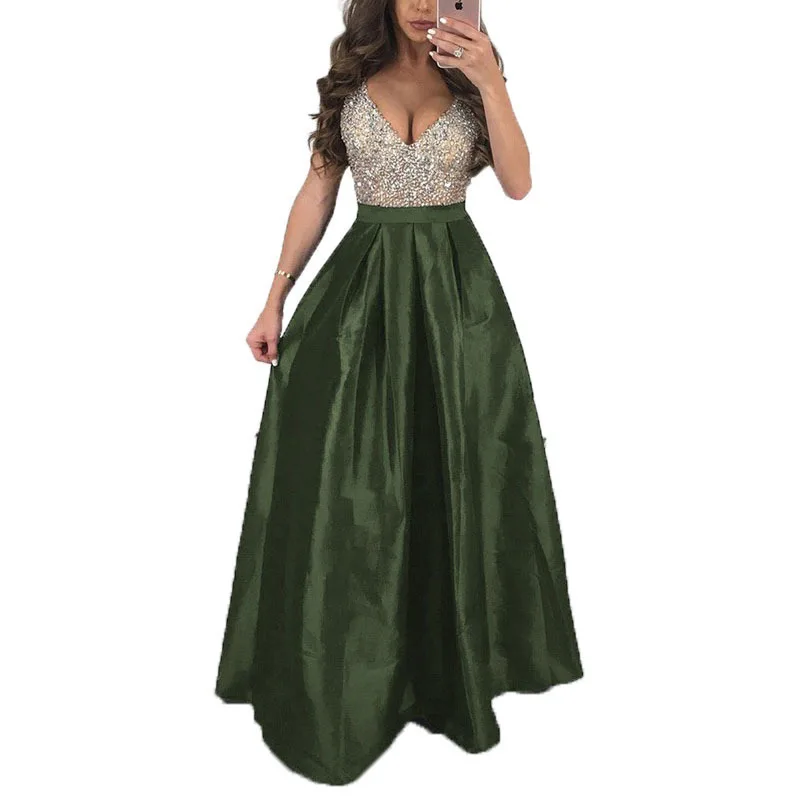 Длинное платье без рукавов с v образным вырезом новинка 2019|Женские платья| |