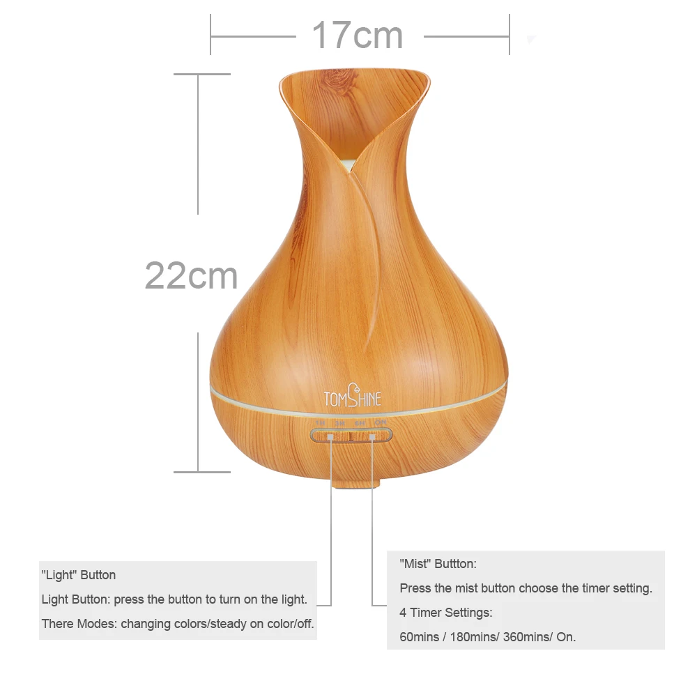 

400ml Cool Mist Air Humidifier Aroma Essential Oil Diffuser 7 Color Changing Night Light for Office Home Bedroom Living Room