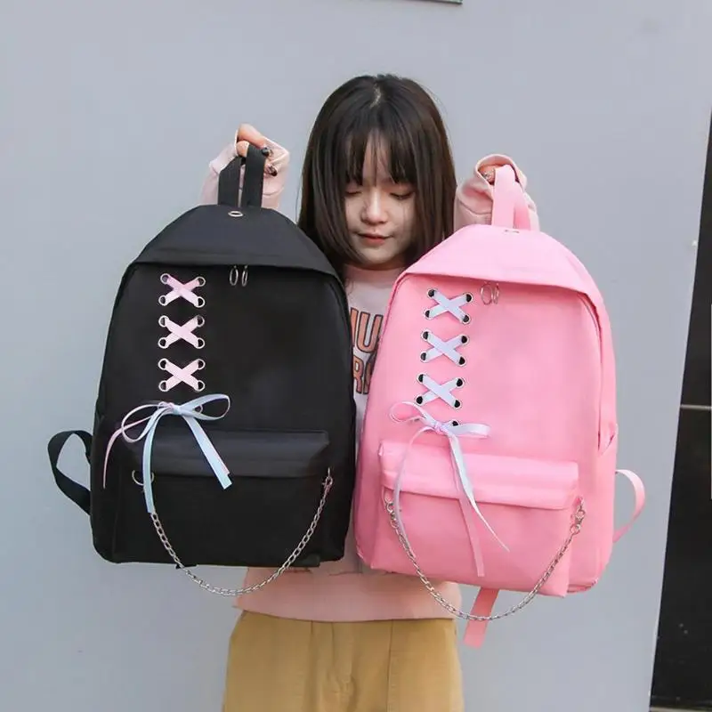 4 шт./компл. ленточная цепь бант холщовый рюкзак для девочек-подростков