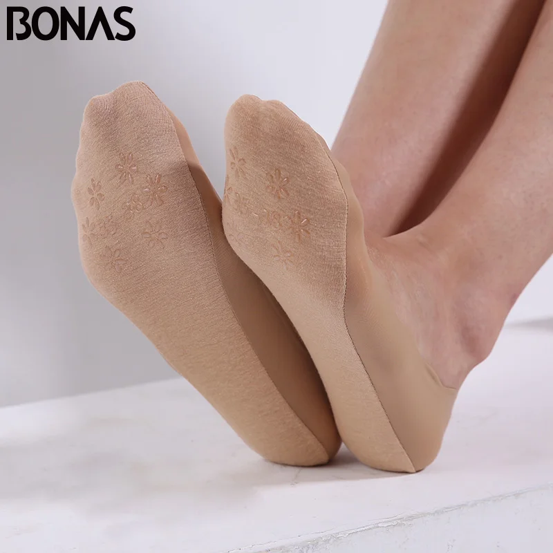 BONAS 4 пары женские короткие носки тапочки модные тонкие хлопковые милые летние