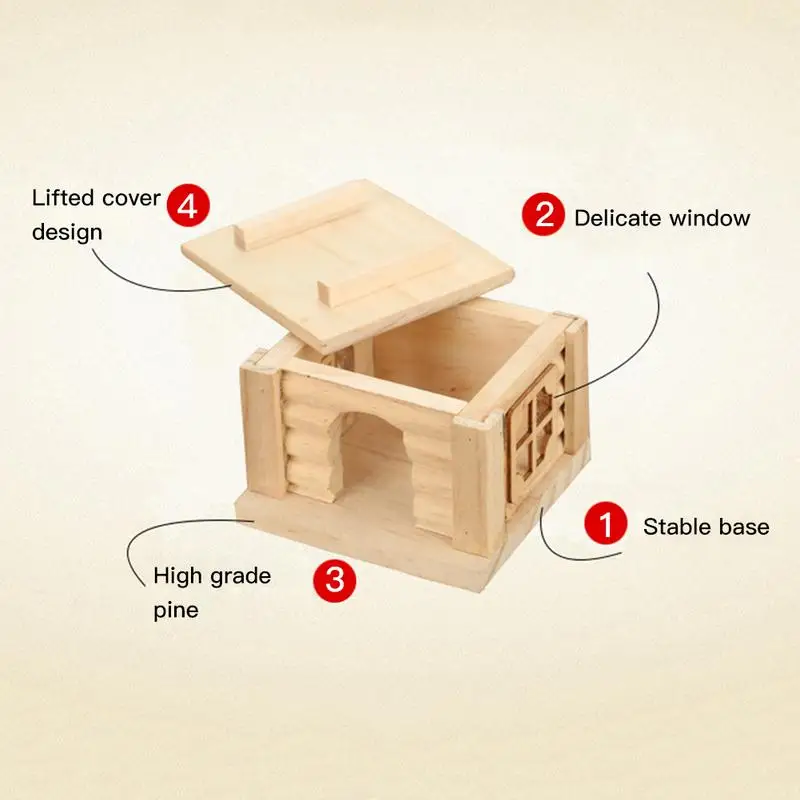 Клетка для хомяка прочный деревянный домик без запаха нетоксичный и замок - Фото №1