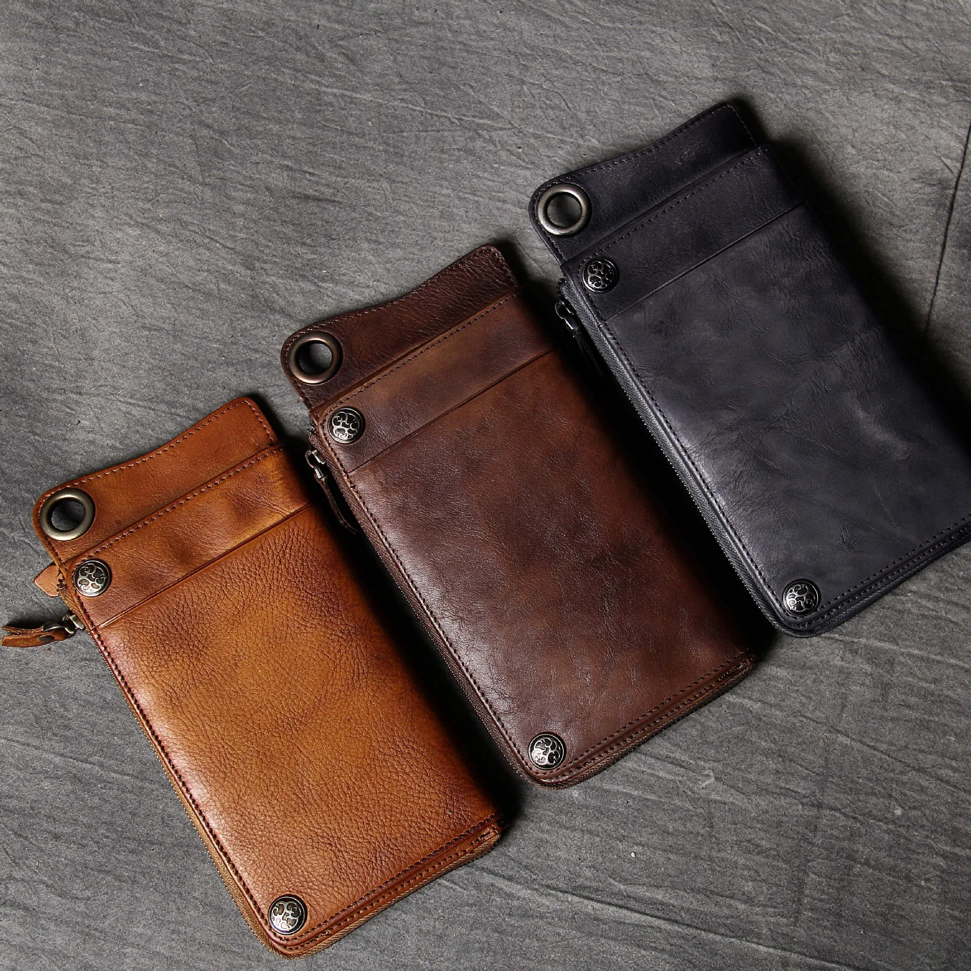 New handmade Cowhide men's wallets personality vintage cow leather youth purses casual long genuine | Багаж и сумки