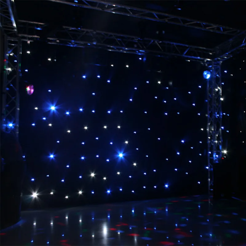 Бесплатная доставка огнеупорная ткань 3 м * белый + синий LED звезда драпировка с шт