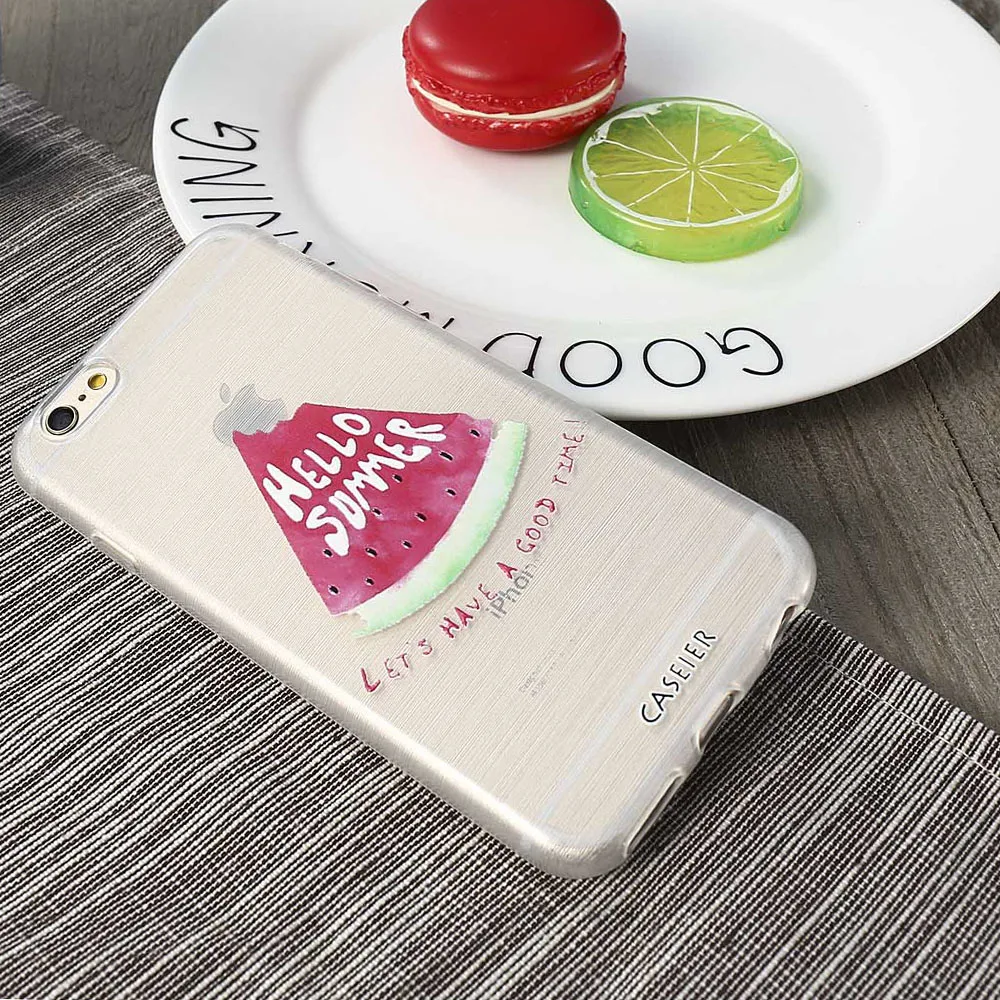 CASEIER милый мультяшный чехол для iPhone 5 5S 6 6s 7 8 Plus цветок арбуз Силиконовый