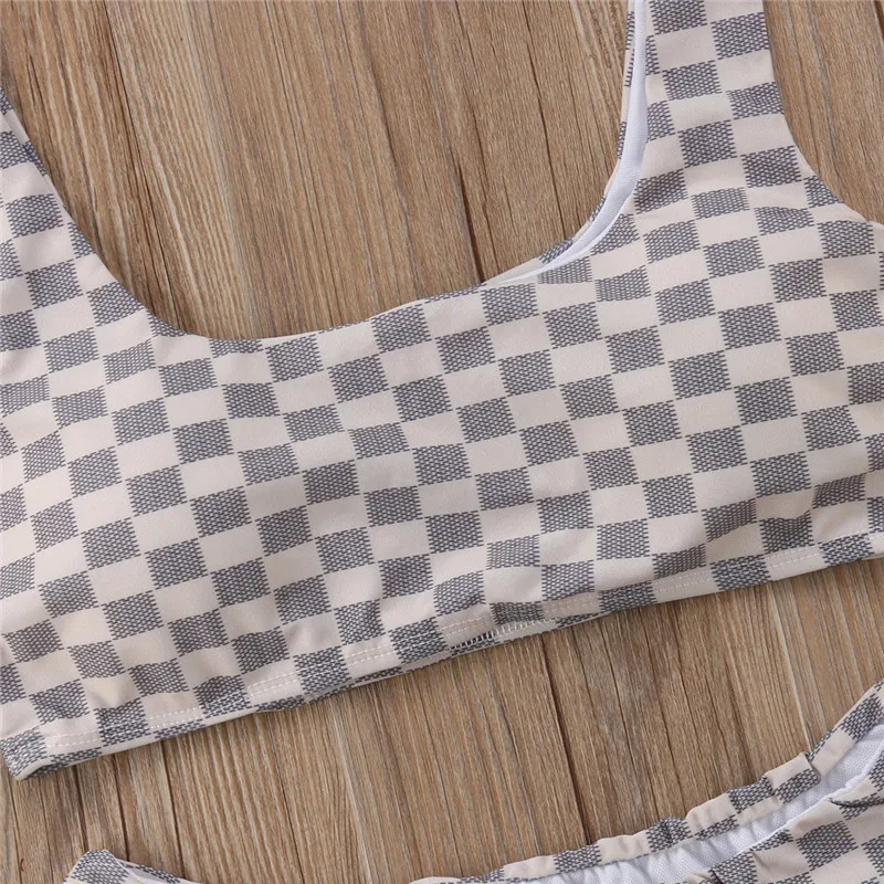 GLANE Pop Women Push-up Sexy Summer Plaid Bikini Set Padded Bra Bandage Swimsuit Hot lady Swimwear Swim Beachwear Bathing Suit |