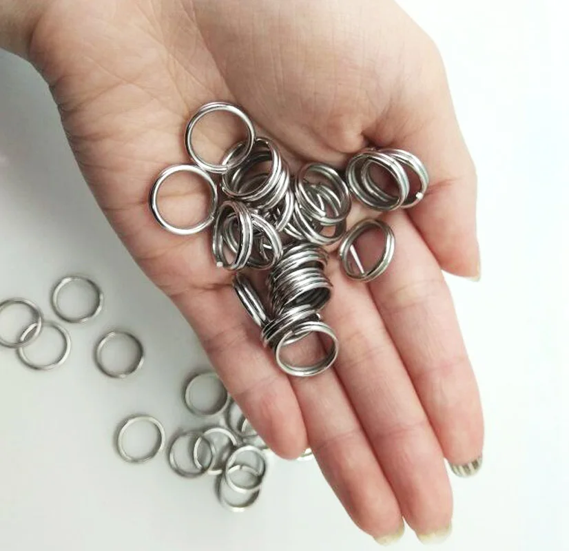 

OLOEY 50pcs/bag Stainless Steel Fishing Ring Split Clip Swivel Double Loop Quick Change Hook Connector carp fishing Tools