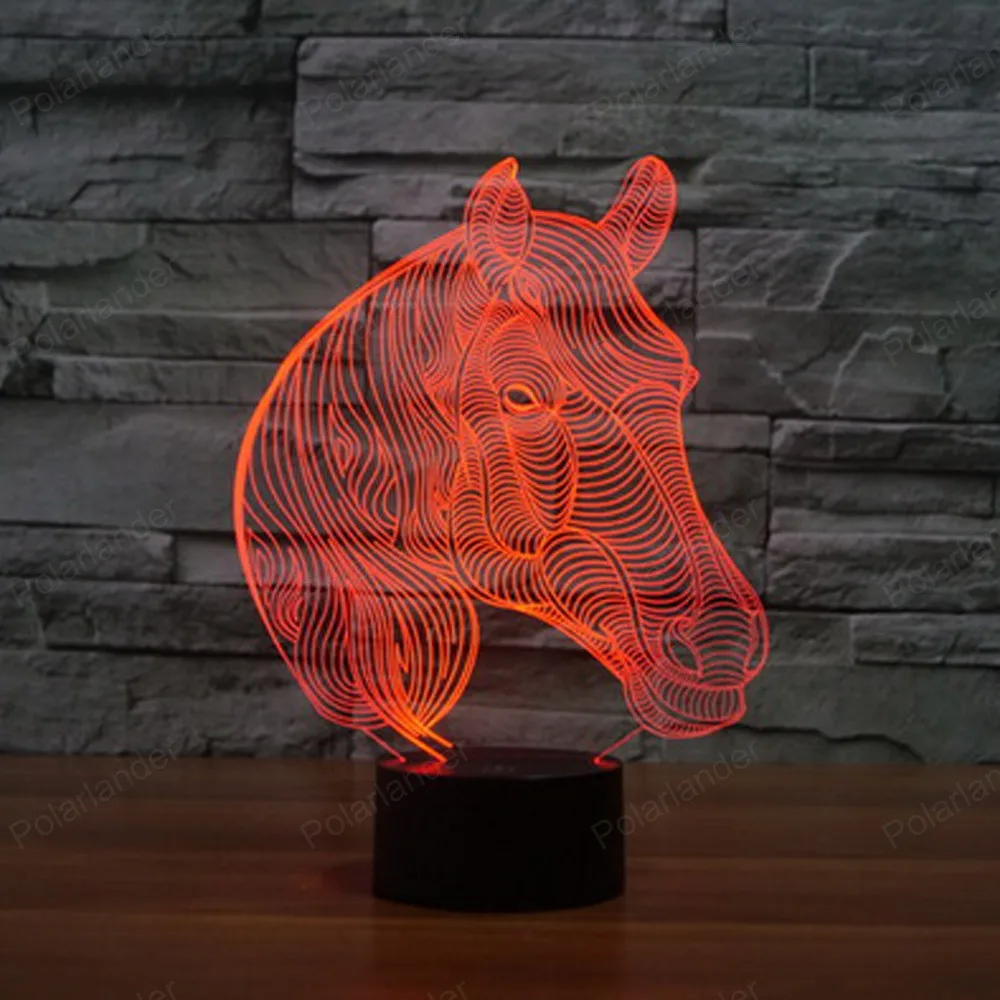 Новый Лошадь 3D огни сенсорный Светодиодный лампа vitage Dragon Атмосфера декоративные