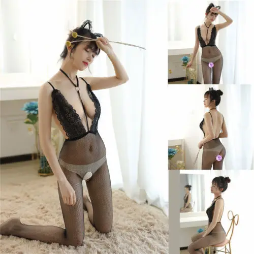 Thefound 2019 New Women One-piece Stockings Sexy Lingerie Babydoll Nightwear Sleepwear Backless |