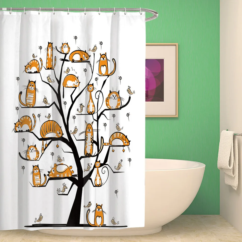 Дерево живопись Цвет Водонепроницаемый раздела Шторы шторка для ванны
