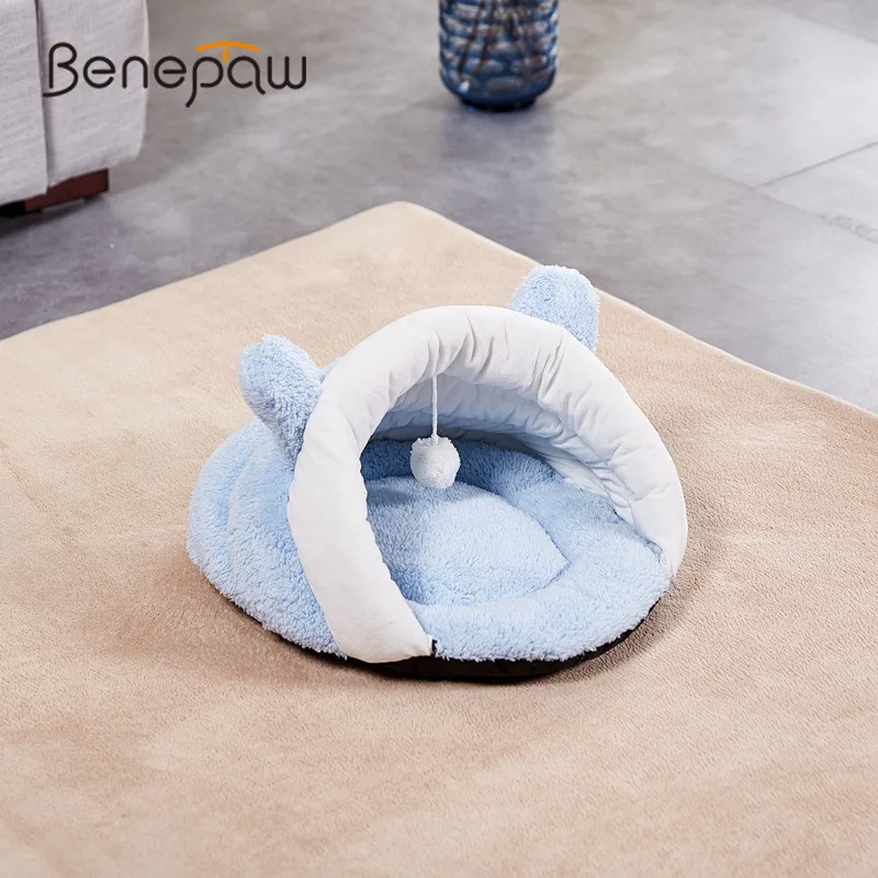 

Benepaw Warm Ear House For Cat 4 Colors Soft Antiskid Kitten Bed Quality Cute Puppy Pet Bed Cat Blue/Beige/Dark Coffee/Pink 2019