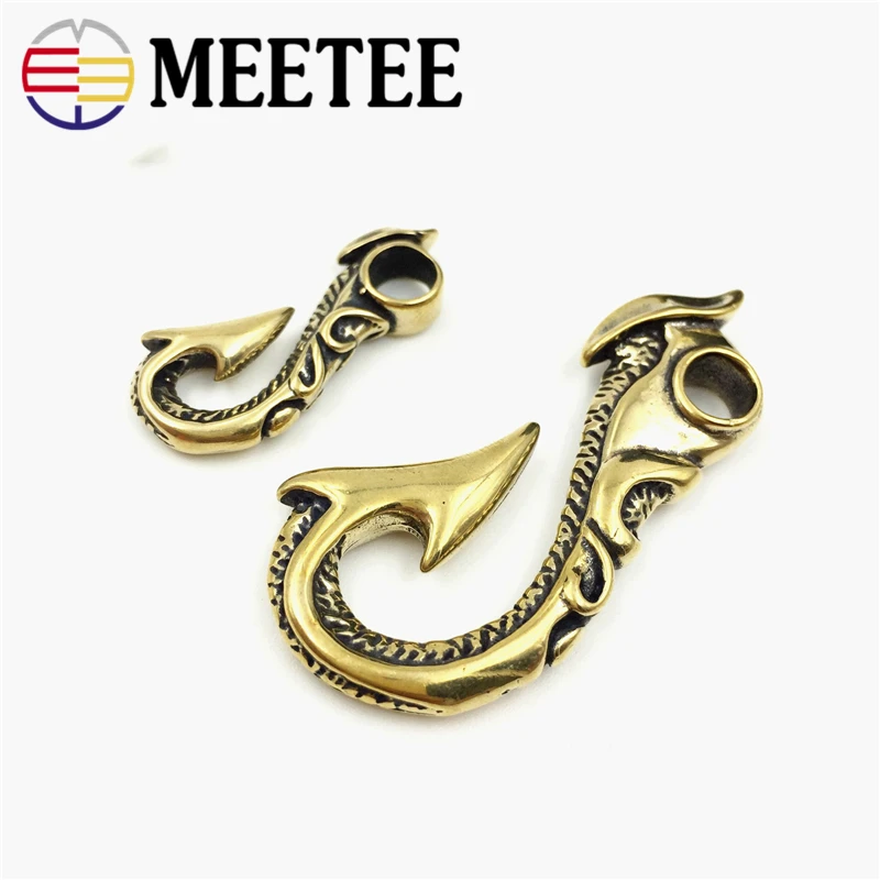 Медные пряжки Крючки Meetee из твердой латуни 2 шт. s образная застежка брелок с