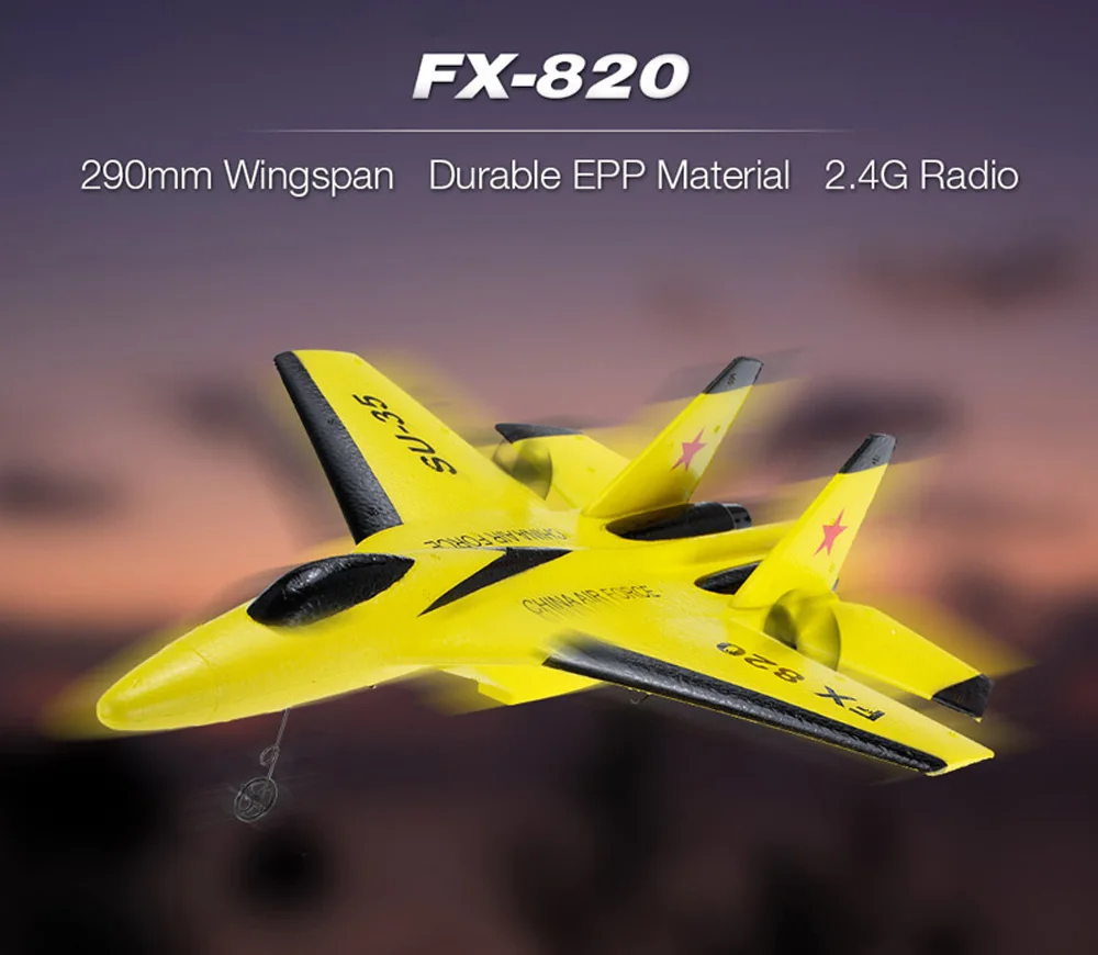 FX-820 RC самолет 2 4G 2CH Самолеты дистанционного управления SU-35 планер 290 мм размах
