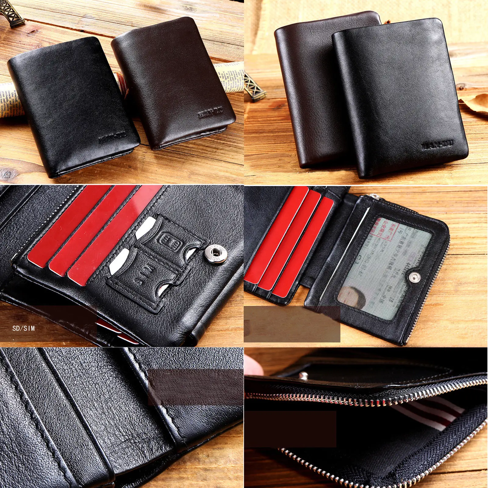 

Luxury Men's Genuine Leather Trifold Wallet Quality Cash Credit Card Purse Gift