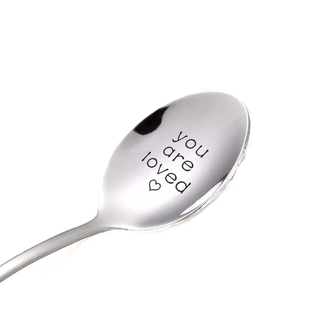 You Are Loved Spoon Long Handle Coffee Ice Cream Cereal Tableware Couple Gift | Дом и сад