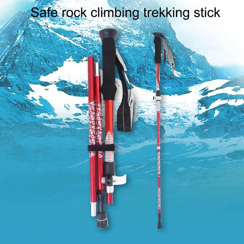

Outdoor 5 Knots Telescopic Folding Trekking Stick Quality Aluminum Alloy Nylon Wristband Safety Old Man Supplies