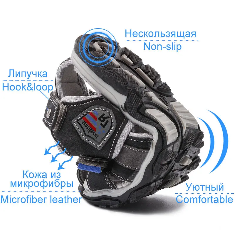 Boys Fashion Sandals Arch Support Kids Casual Summer Shoes Children Breathable Hook &amp Loop Flat | Мать и ребенок