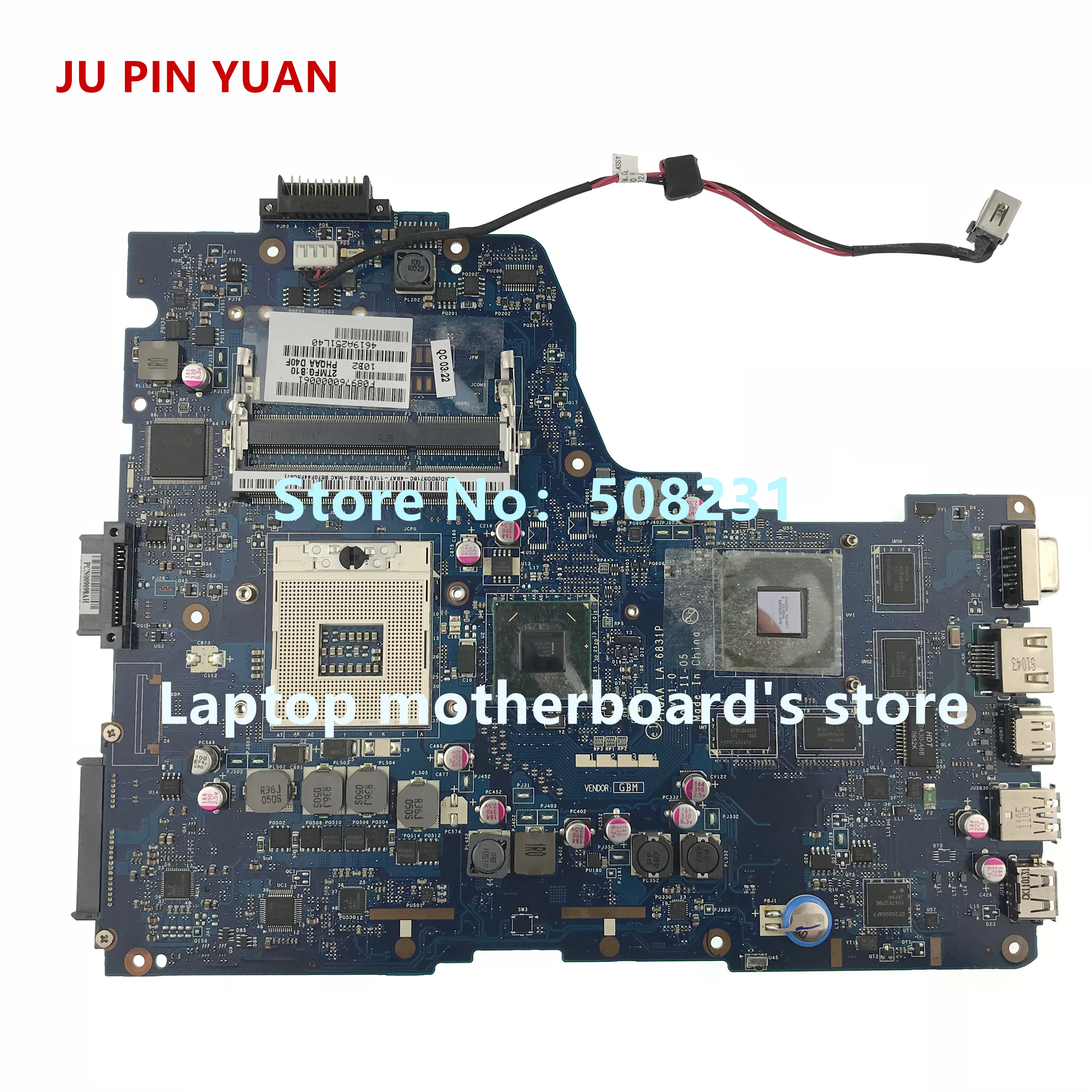 JU PIN YUAN K000125700 PHQAA стандартная материнская плата для ноутбука Toshiba satellite P750 P755 A665
