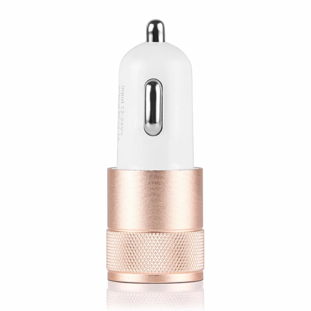 Powstro алюминиевый 3.1A автомобильное зарядное устройство с двумя портами USB 2.1A 1A