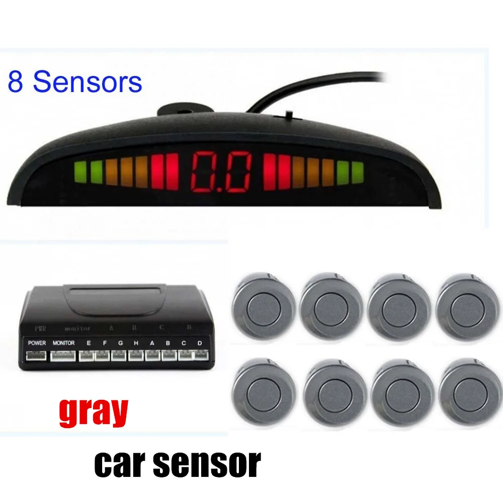 

22.5mm 12V for all cars Radar Monitor System Reverse Assistance alarm alert BEBE loud Car LED Parking Sensor Kit 8 Sensors
