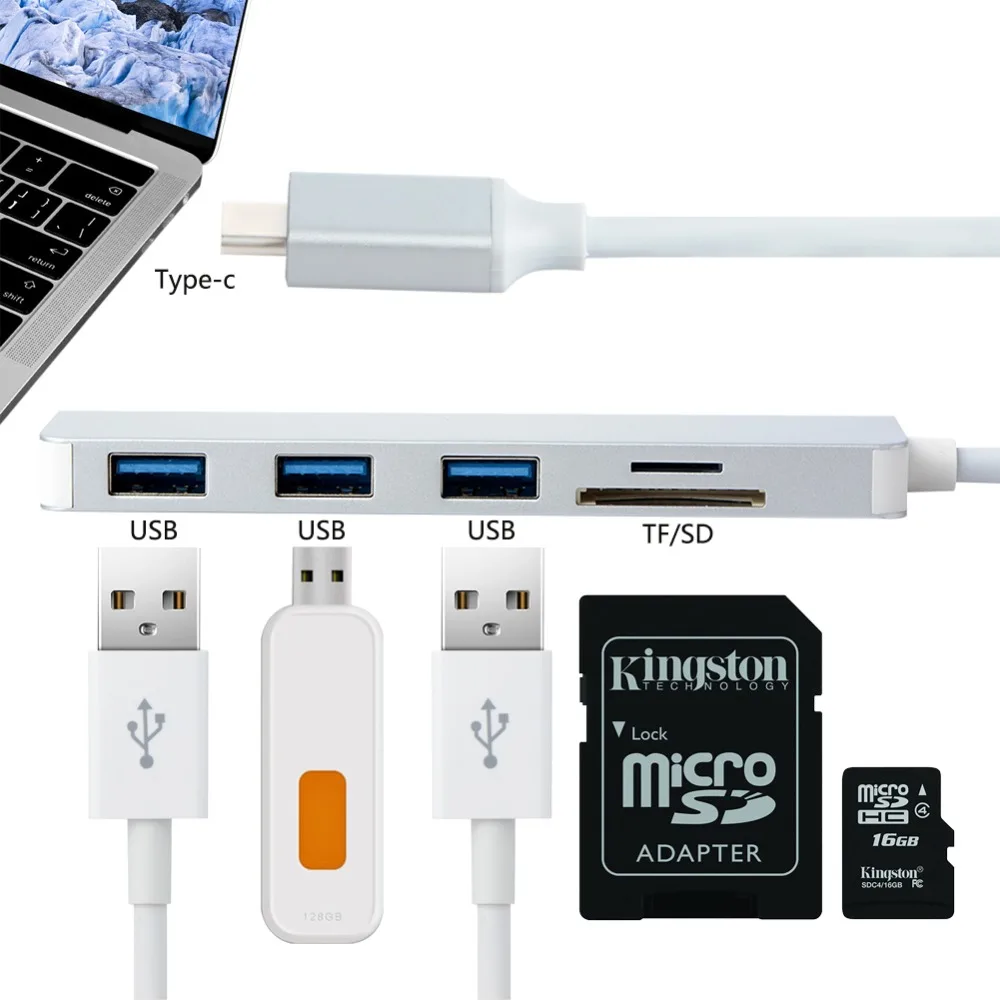 HFES 5 в 1 тип-c к usb-хаб USB алюминиевый сплав C Высокоскоростной 3 0 адаптер SD/TF