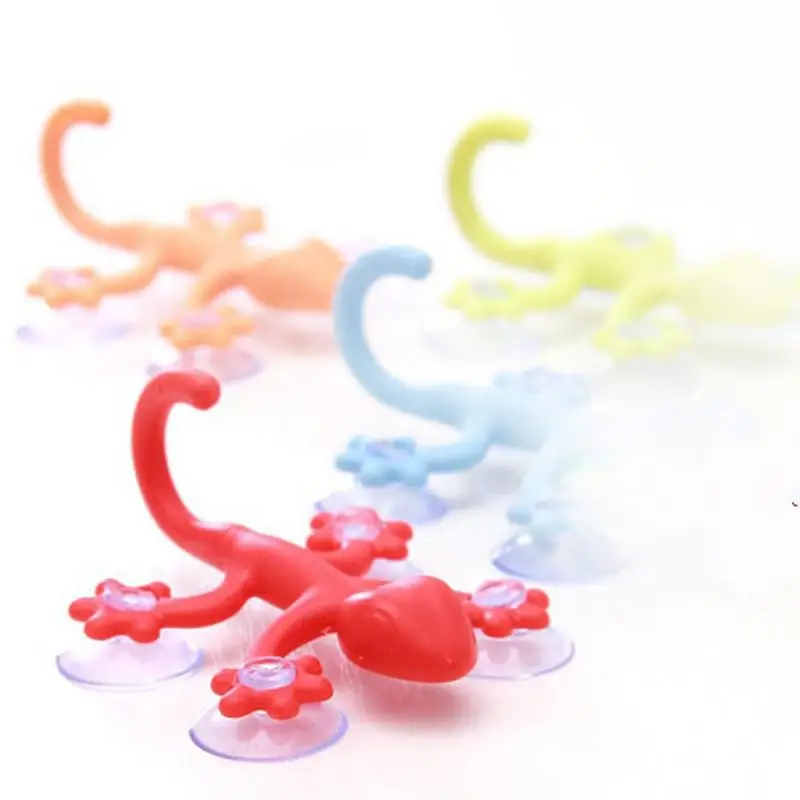 

Gecko Hook With 4 Suction Cups Super Suction Cartoon Hook Silicone Durable Transparent Plastic Hooks Fashion Unique Gifts famous