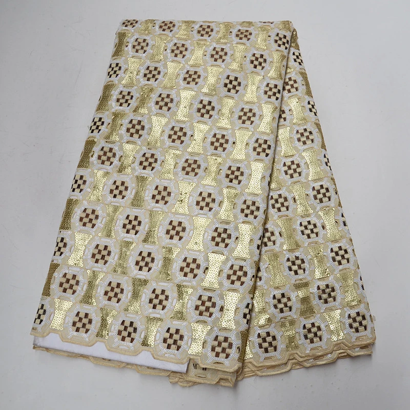 

Gorgeous Nigerian french mesh swiss lace fabrics 2019 high quality sequins double organza African lace fabric for women party