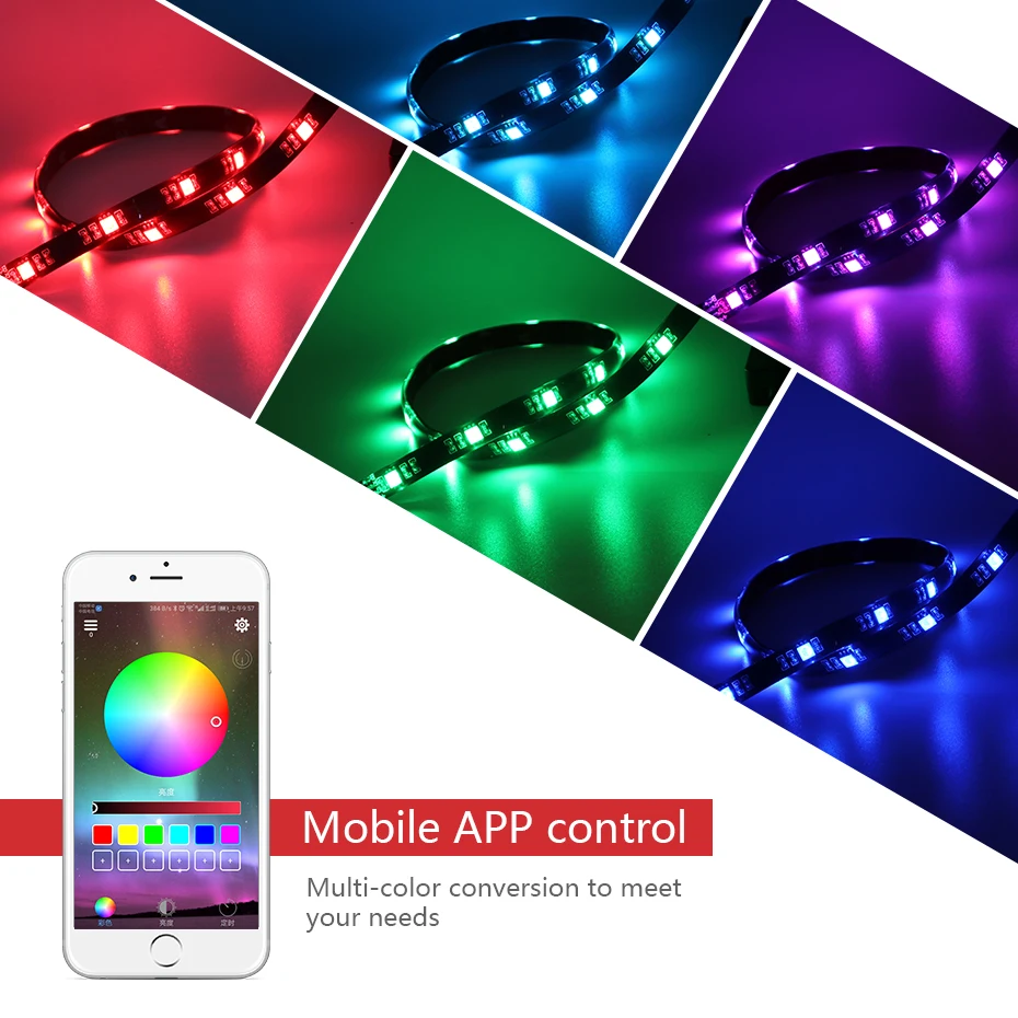 5V Светодиодные ленты ТВ ПК 5050 цветная (RGB) Водонепроницаемый подсветки для чехол
