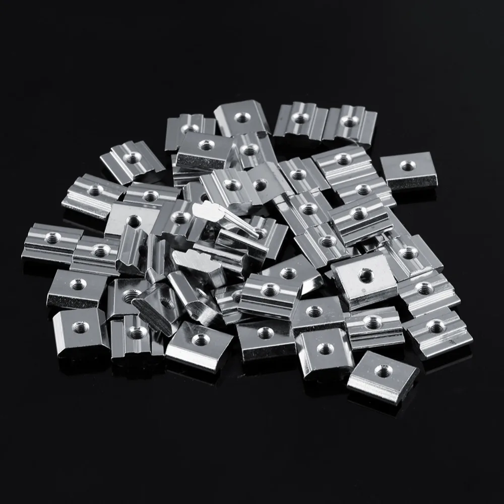 Оптовая продажа 50 шт./компл./M5/M6 T-slot Nut никелированная углеродистая сталь